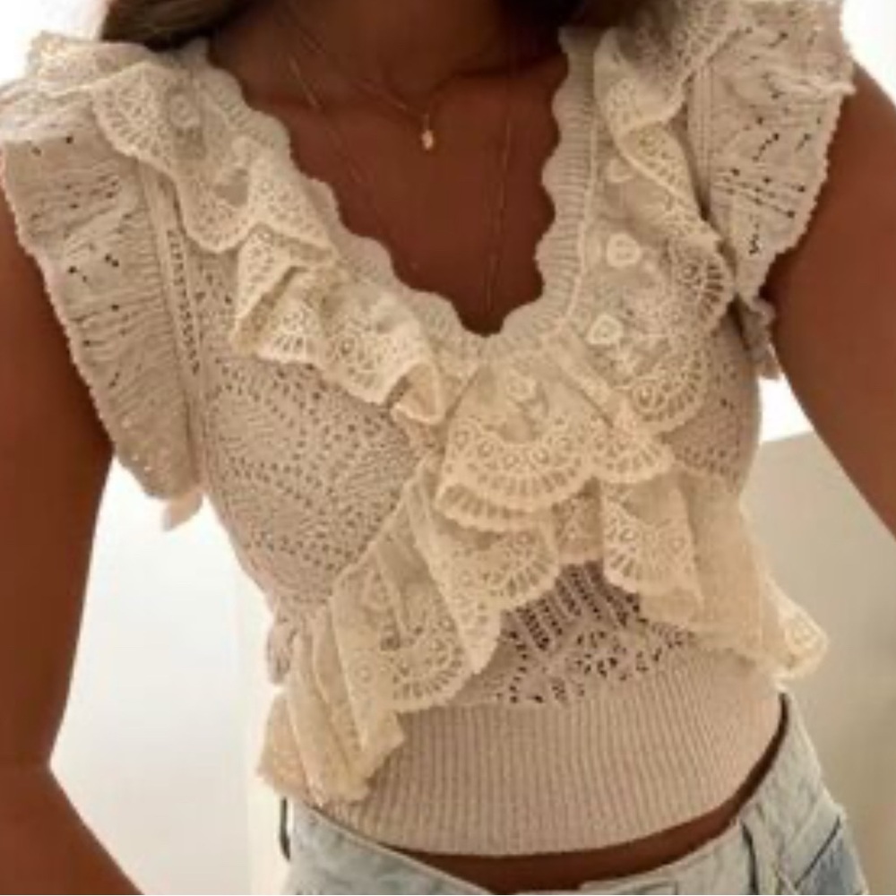 Zara Lace Ruffle Top